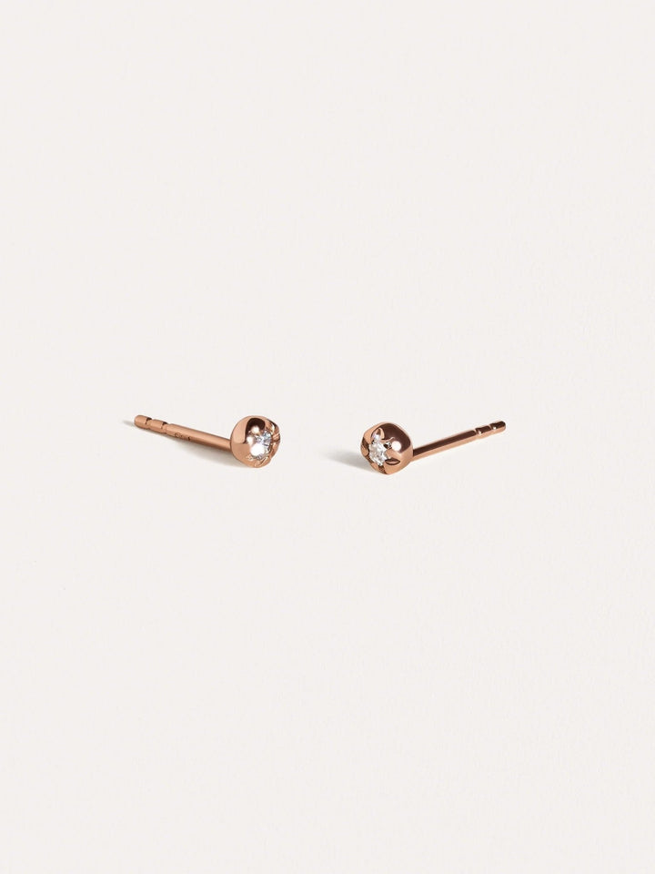 Petite Flower Earrings - 18K Rose Gold PlatedWhite ZirconBackUpItemsBest Friend GiftLunai Jewelry