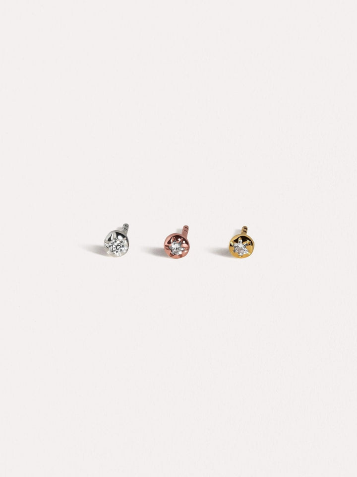 Petite Flower Earrings - 24K Gold PlatedWhite ZirconBackUpItemsBest Friend GiftLunai Jewelry