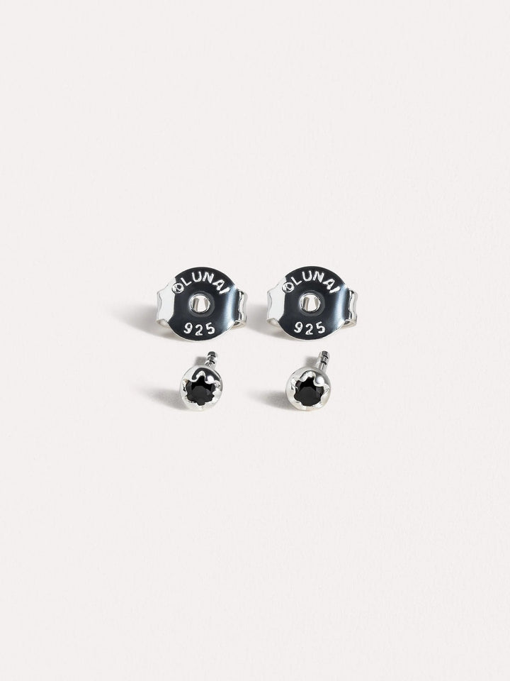 Petite Flower Earrings - 925 Sterling SilverBlack SapphireBackUpItemsBest Friend GiftLunai Jewelry