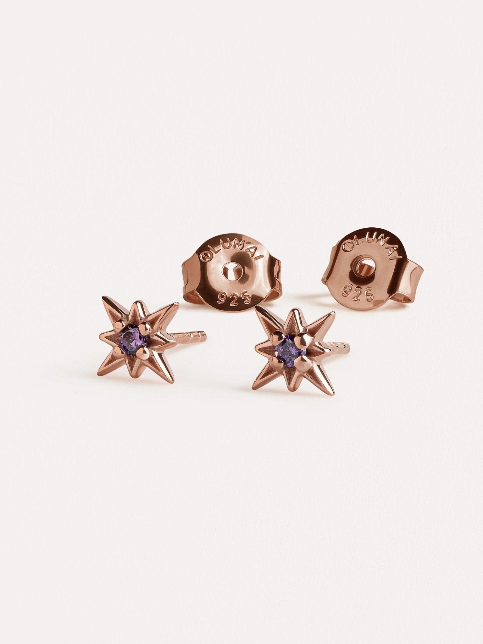 Unira Amethyst Starburst Earrings - 18K Rose Gold PlatedAmethyst EarringsBackUpItemsLunai Jewelry