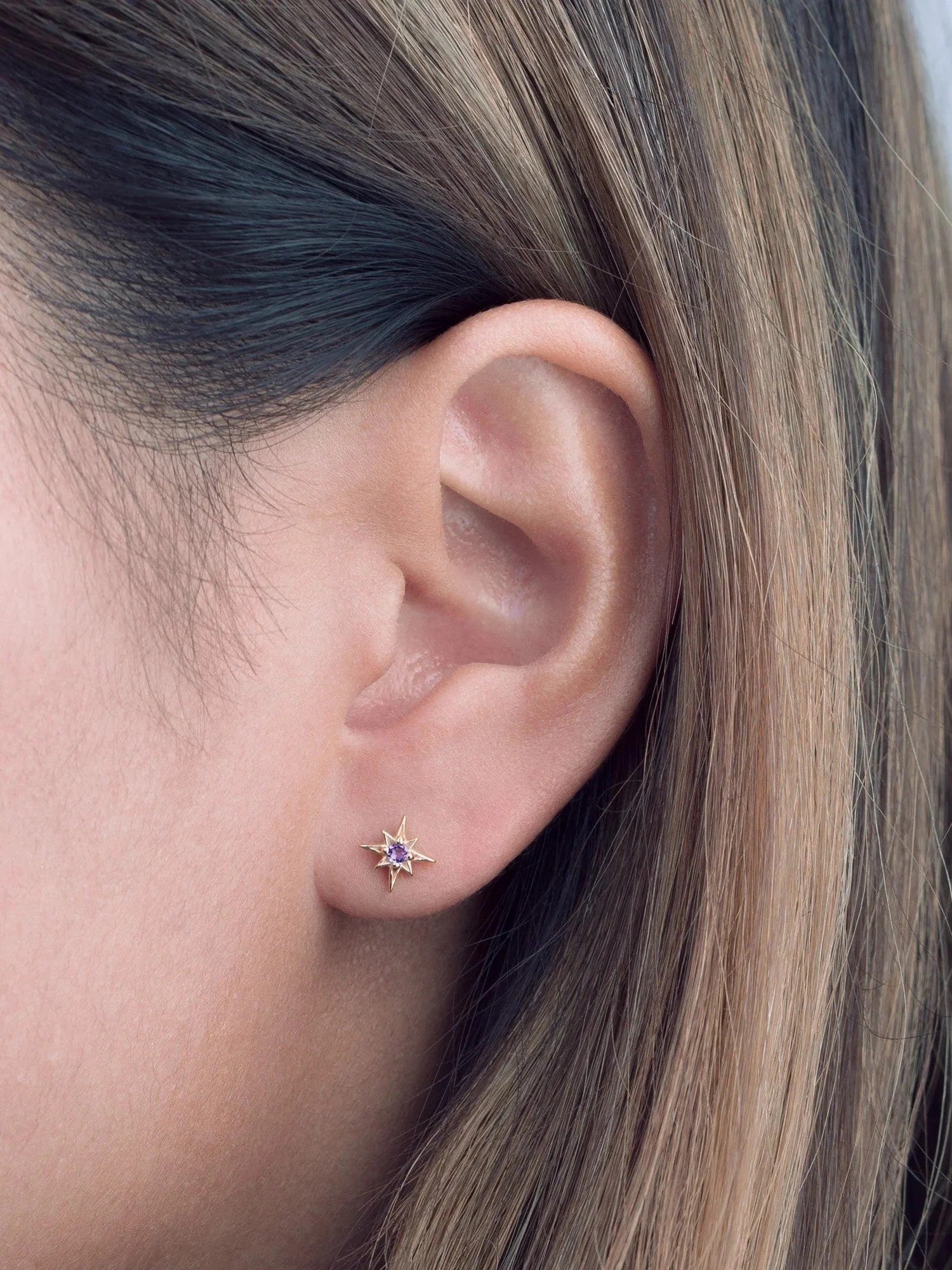 Unira Amethyst Starburst Earrings - 18K Rose Gold PlatedAmethyst EarringsBackUpItemsLunai Jewelry