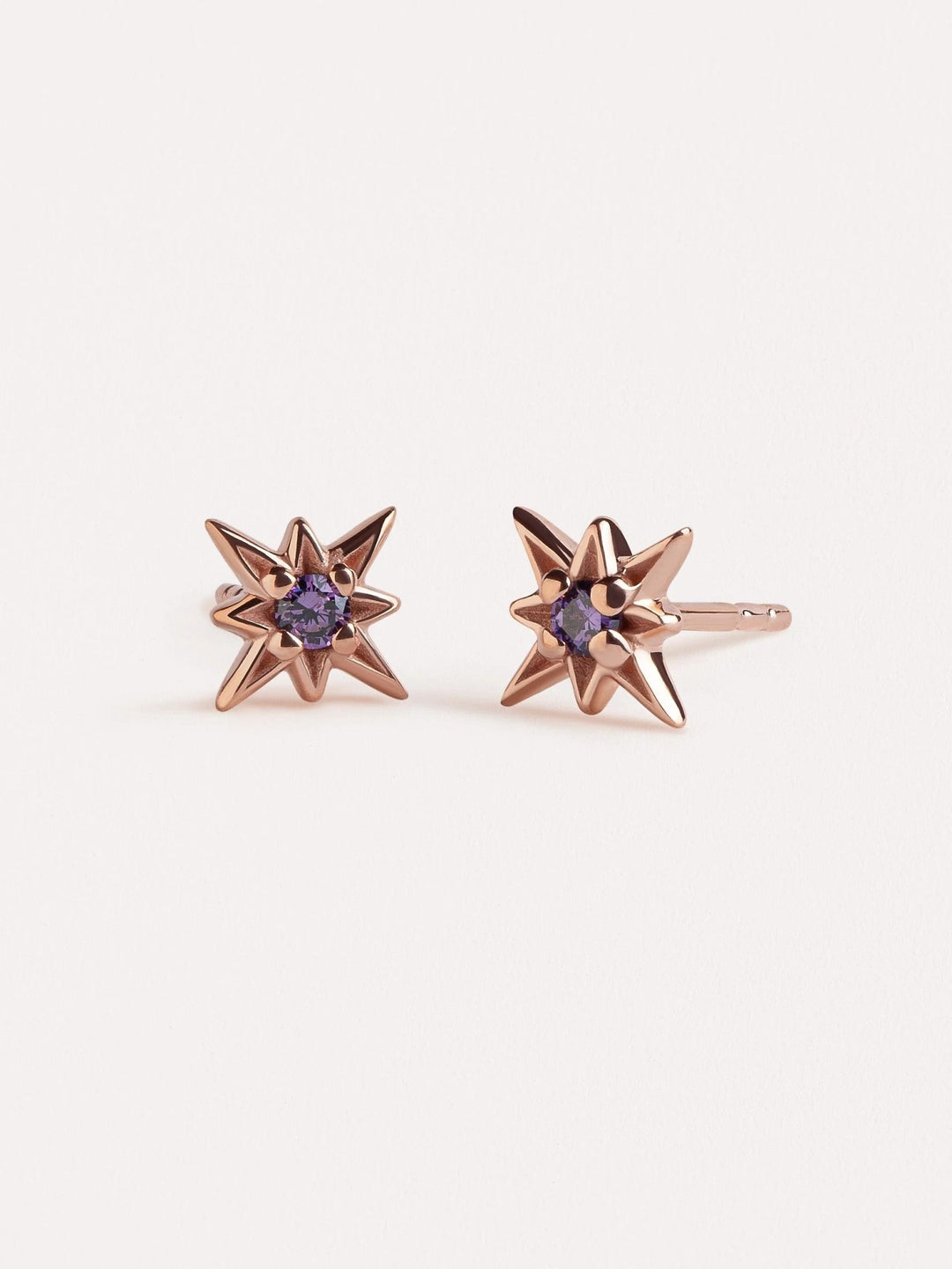 Unira Amethyst Starburst Earrings - 18K Rose Gold PlatedAmethyst EarringsBackUpItemsLunai Jewelry