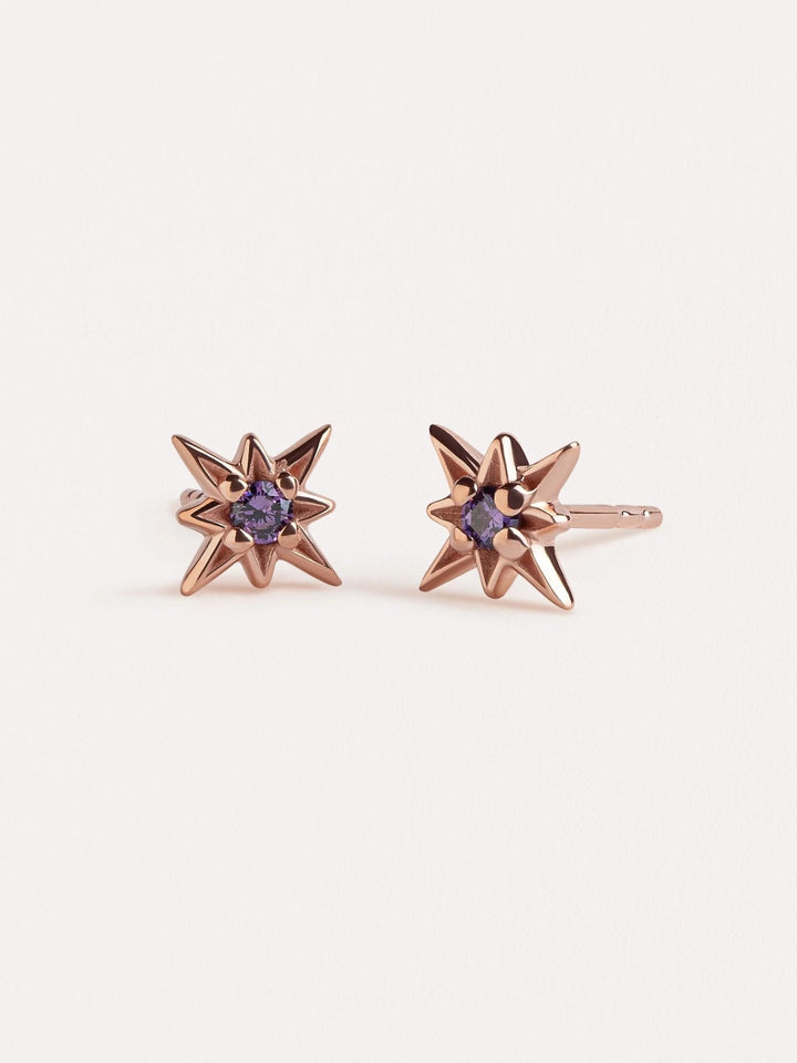 Unira Amethyst Starburst Earrings - 18K Rose Gold PlatedAmethyst EarringsBackUpItemsLunai Jewelry