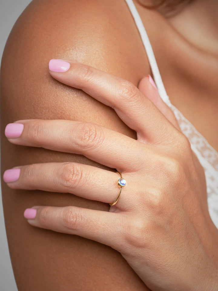 Close-up of Jaana Small Stacking Ring showing its polished surface and elegant style