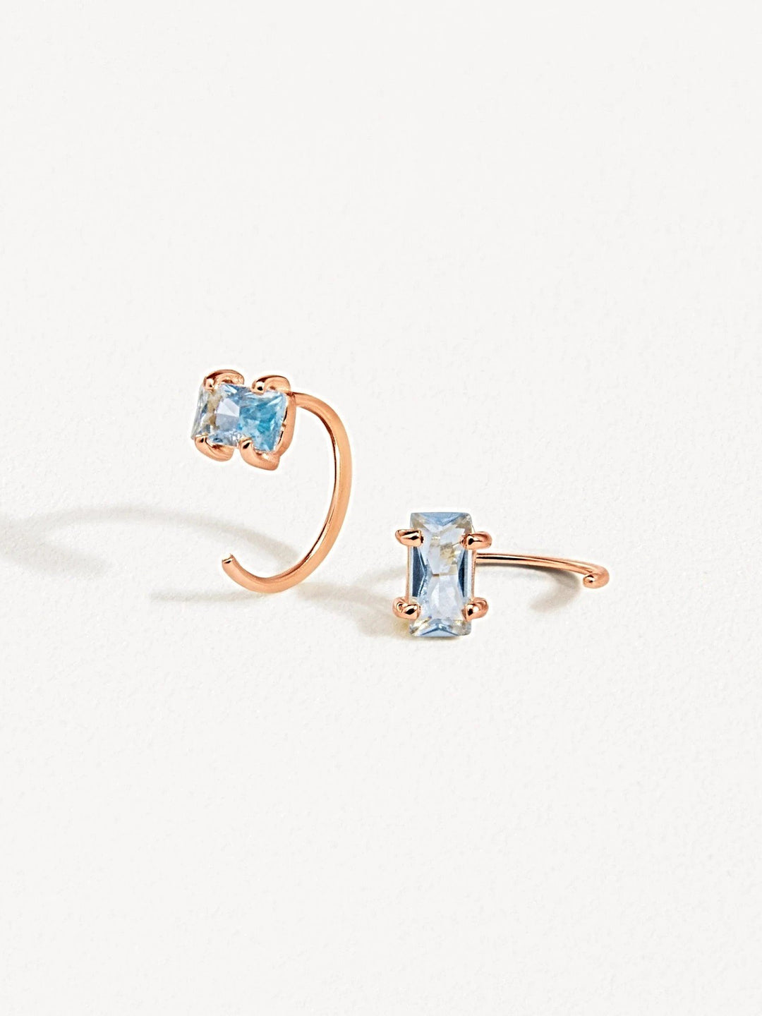 Alberta Huggie Hoop Earrings - 18K Rose Gold PlatedAquamarine EarringsAquamarine HoopsLunai Jewelry