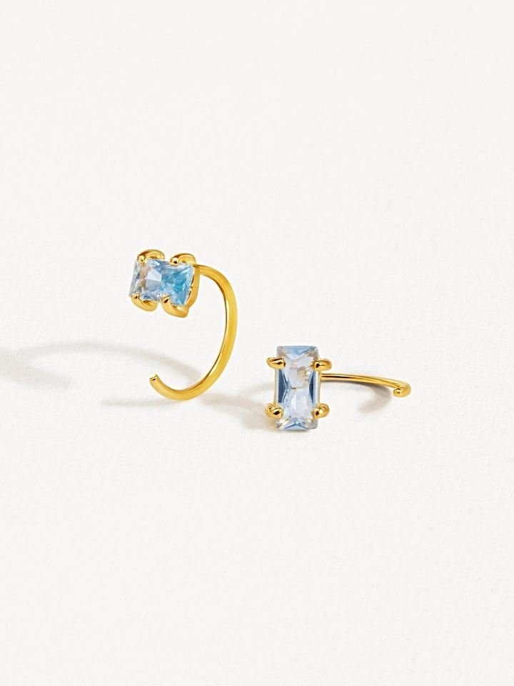 Alberta Huggie Hoop Earrings - 24K Gold PlatedAquamarine EarringsAquamarine HoopsLunai Jewelry
