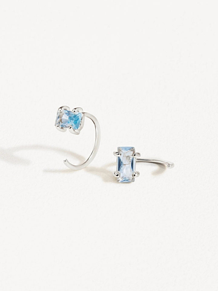 Alberta Huggie Hoop Earrings - 925 Sterling SilverAquamarine EarringsAquamarine HoopsLunai Jewelry