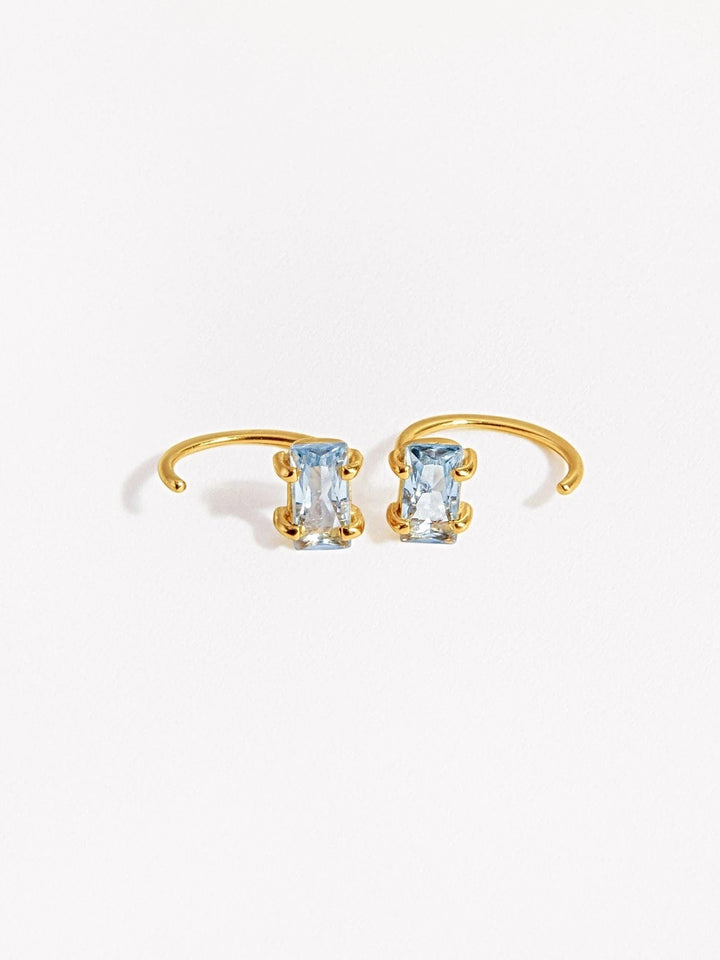 Alberta Huggie Hoop Earrings - 24K Gold PlatedAquamarine EarringsAquamarine HoopsLunai Jewelry