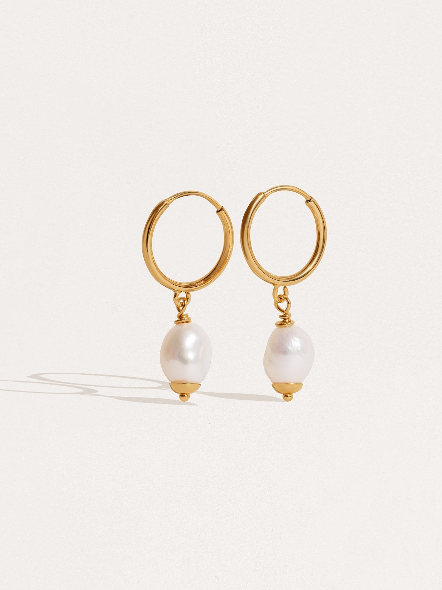 Antonella Baroque Pearl Drop Hoop Earrings - 24K Gold PlatedPairArtisan JewelryConch EarringsLunai Jewelry