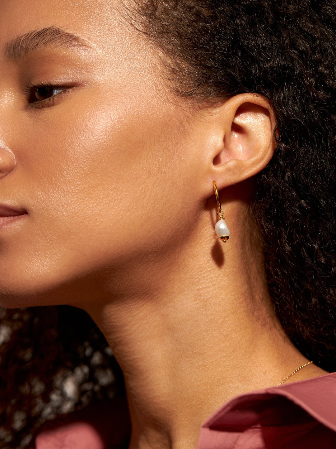 Antonella Baroque Pearl Drop Hoop Earrings - 24K Gold PlatedPairArtisan JewelryConch EarringsLunai Jewelry