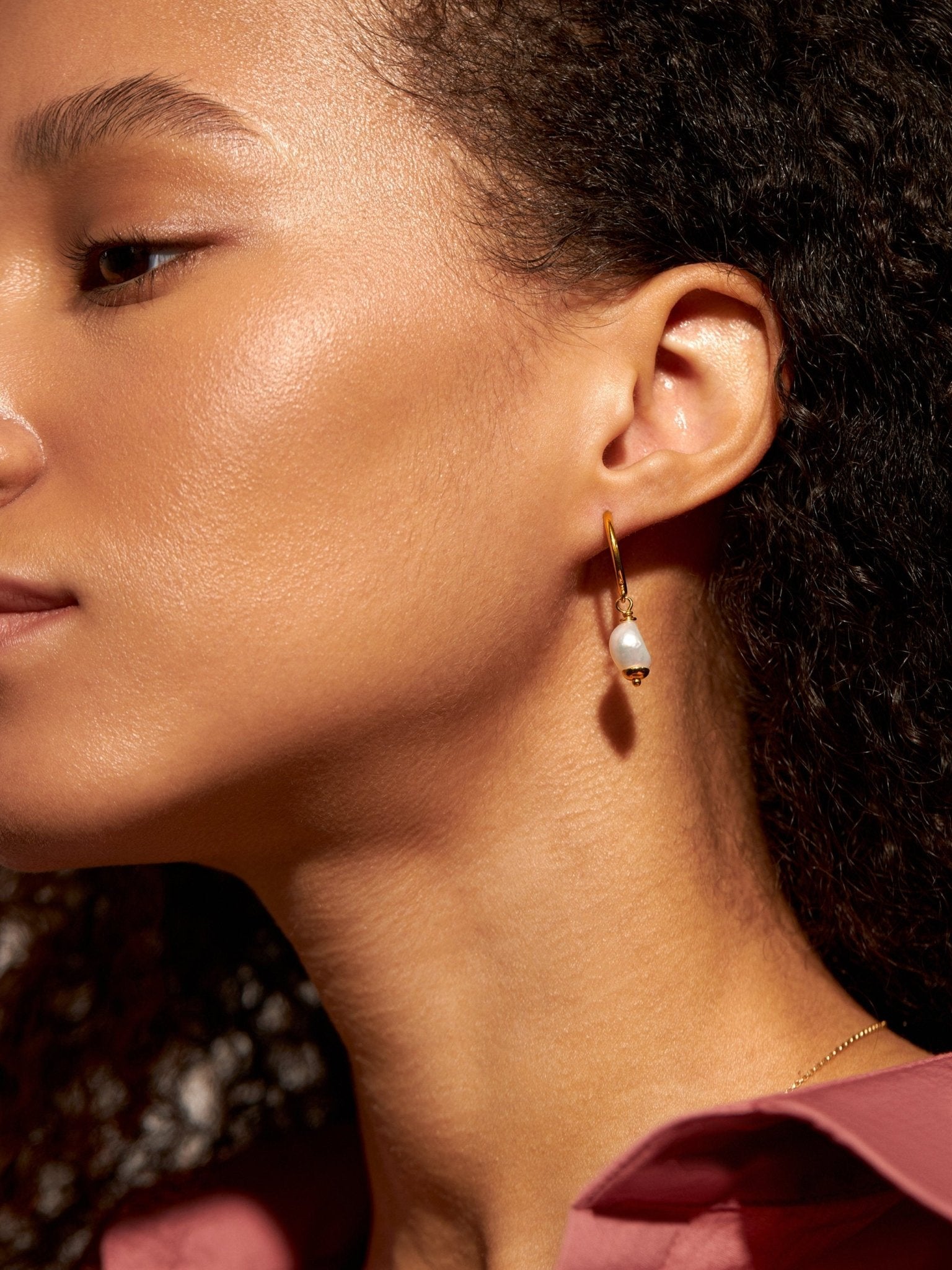 Antonella Baroque Pearl Drop Hoop Earrings - 24K Gold PlatedPairArtisan JewelryConch EarringsLunai Jewelry