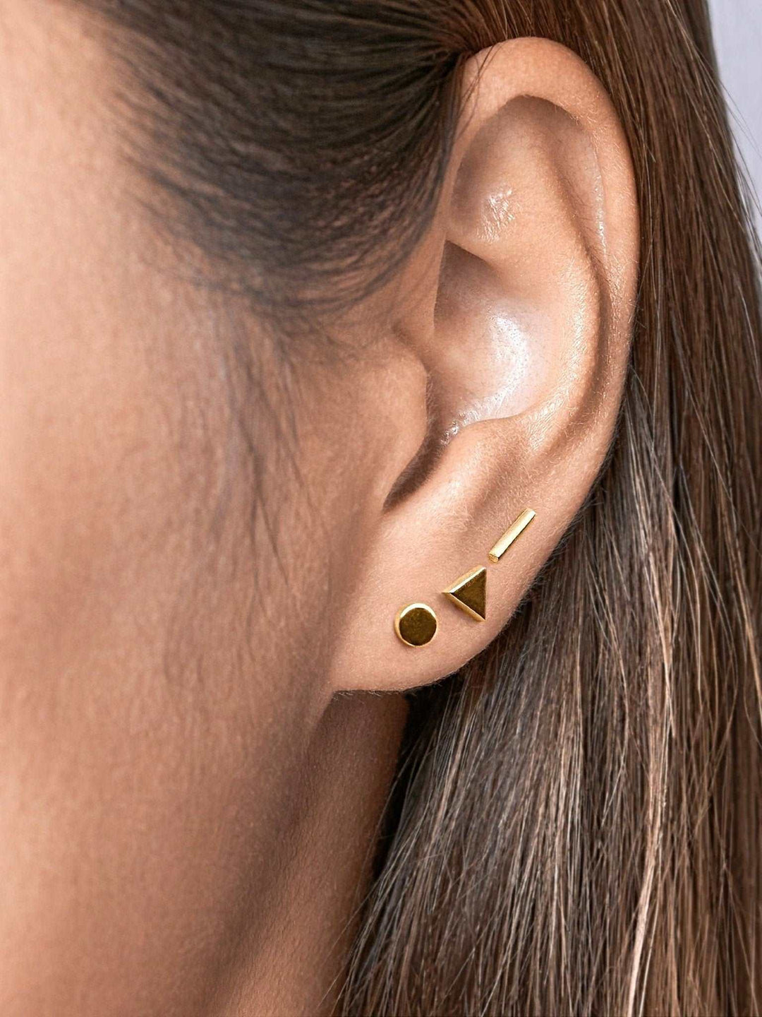 Audra Geometric Trio of Stud Earrings - 24K Gold PlatedBackUpItemsCartilage PiercingsLunai Jewelry