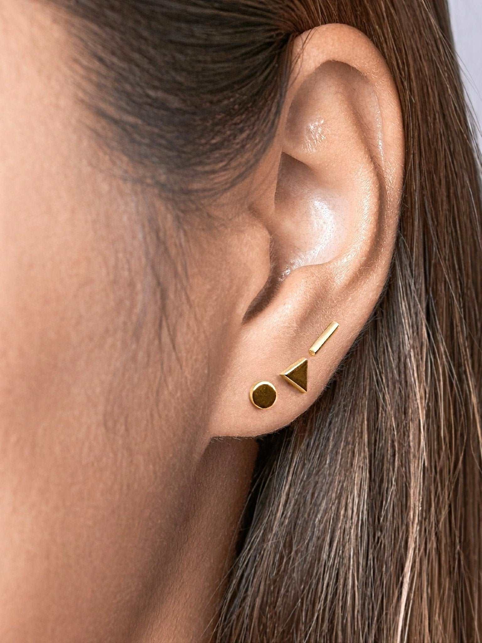 Audra Geometric Trio of Stud Earrings - 24K Gold PlatedBackUpItemsCartilage PiercingsLunai Jewelry