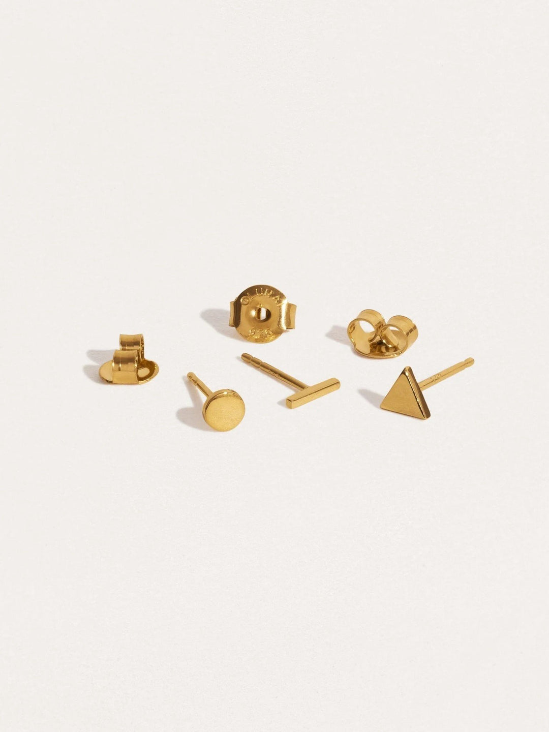 Audra Geometric Trio of Stud Earrings - 24K Gold PlatedBackUpItemsCartilage PiercingsLunai Jewelry