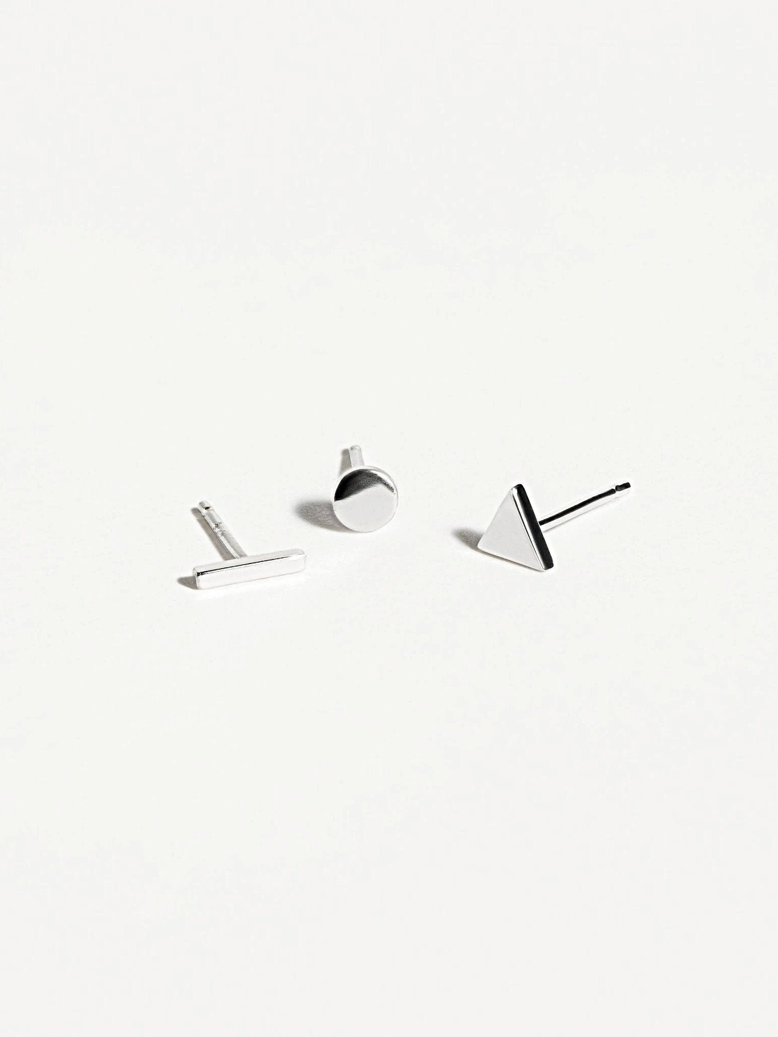 Audra Geometric Trio of Stud Earrings - 925 Sterling SilverBackUpItemsCartilage PiercingsLunai Jewelry