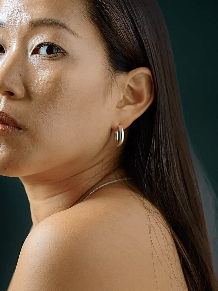 Bassel Chunky Hoop Earrings - 925 Sterling SilverBackUpItemsButterfly EarringsLunai Jewelry