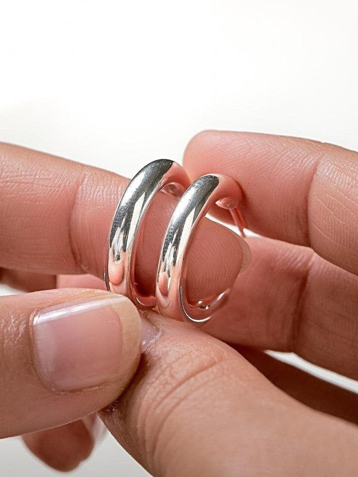 Bassel Chunky Hoop Earrings - 925 Sterling SilverBackUpItemsButterfly EarringsLunai Jewelry