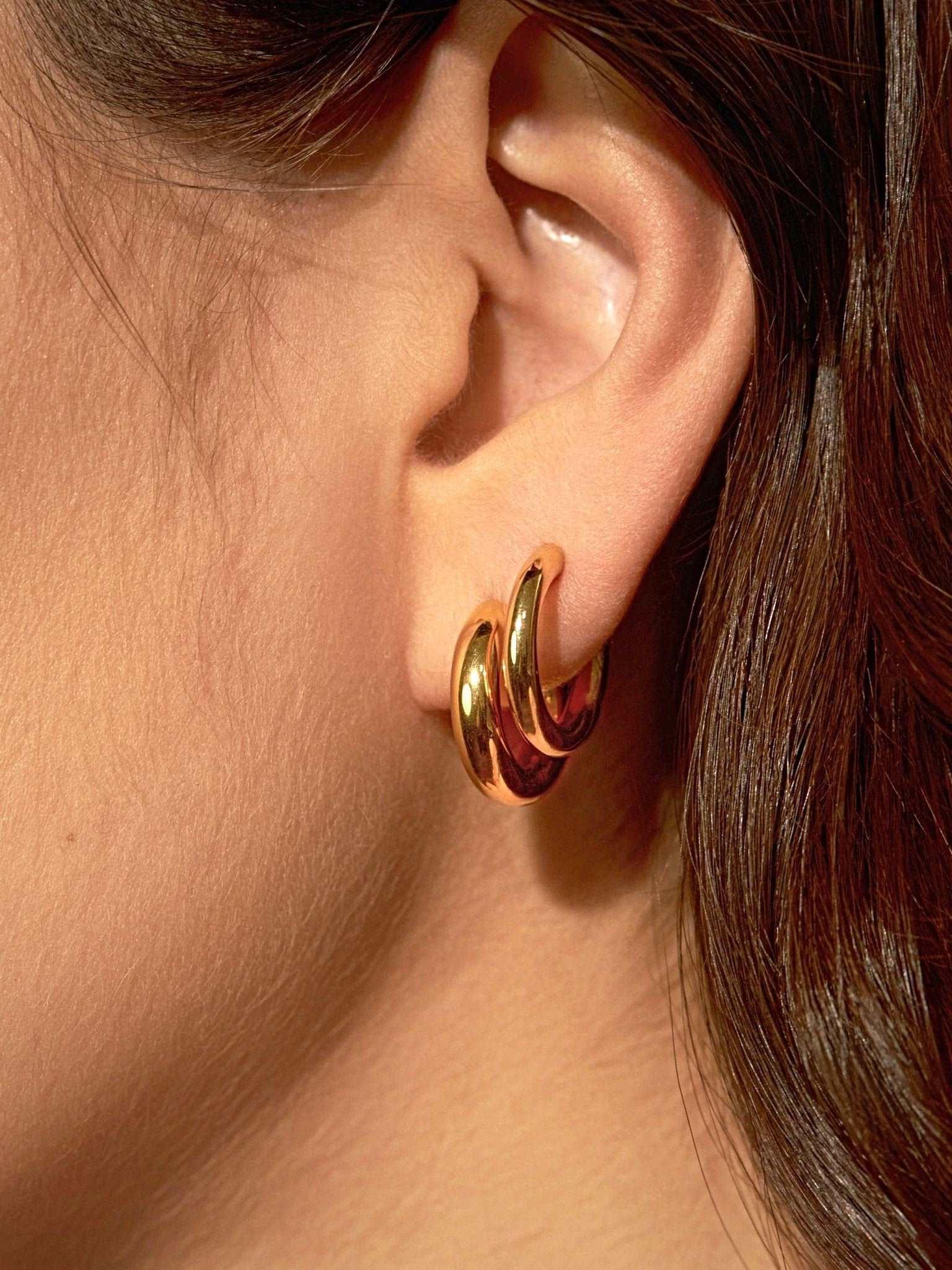 Bassel Chunky Hoop Earrings - 24K Gold PlatedBackUpItemsButterfly EarringsLunai Jewelry