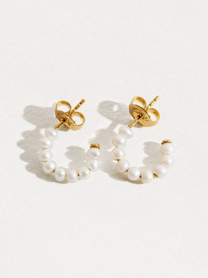 Blanca elegant small pearl hoop earrings – delicate small pearls set in dainty hoops