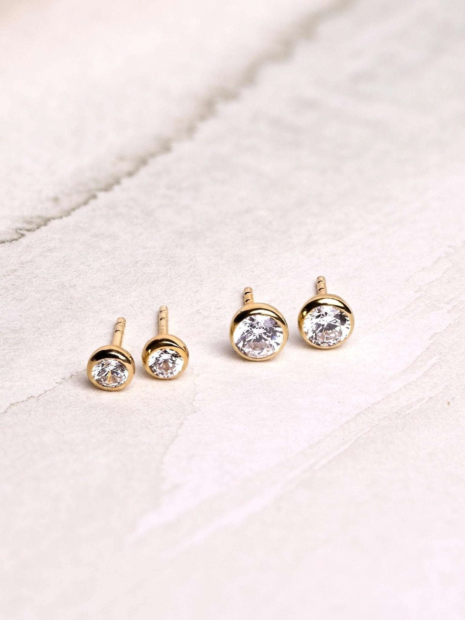 Brianca Crystal Earrings - 24K Gold Plated3mmBirthday GiftBirthstone EarringsLunai Jewelry