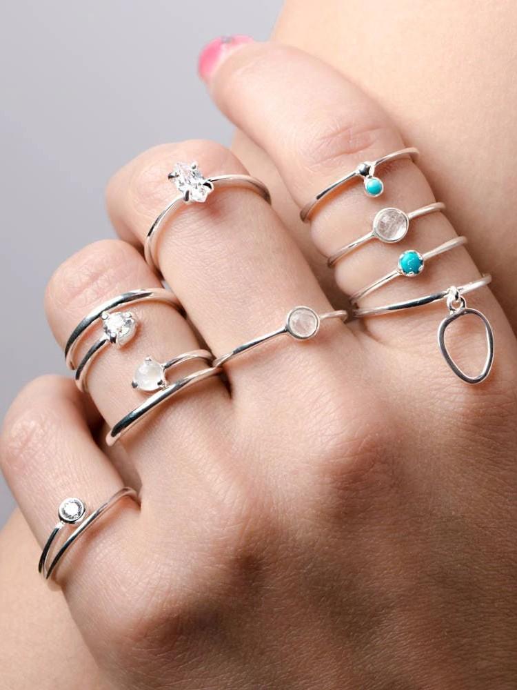 Carine Skinny Gold Ring - 925 Sterling Silver5Adjustable RingAnniversary GiftLunai Jewelry