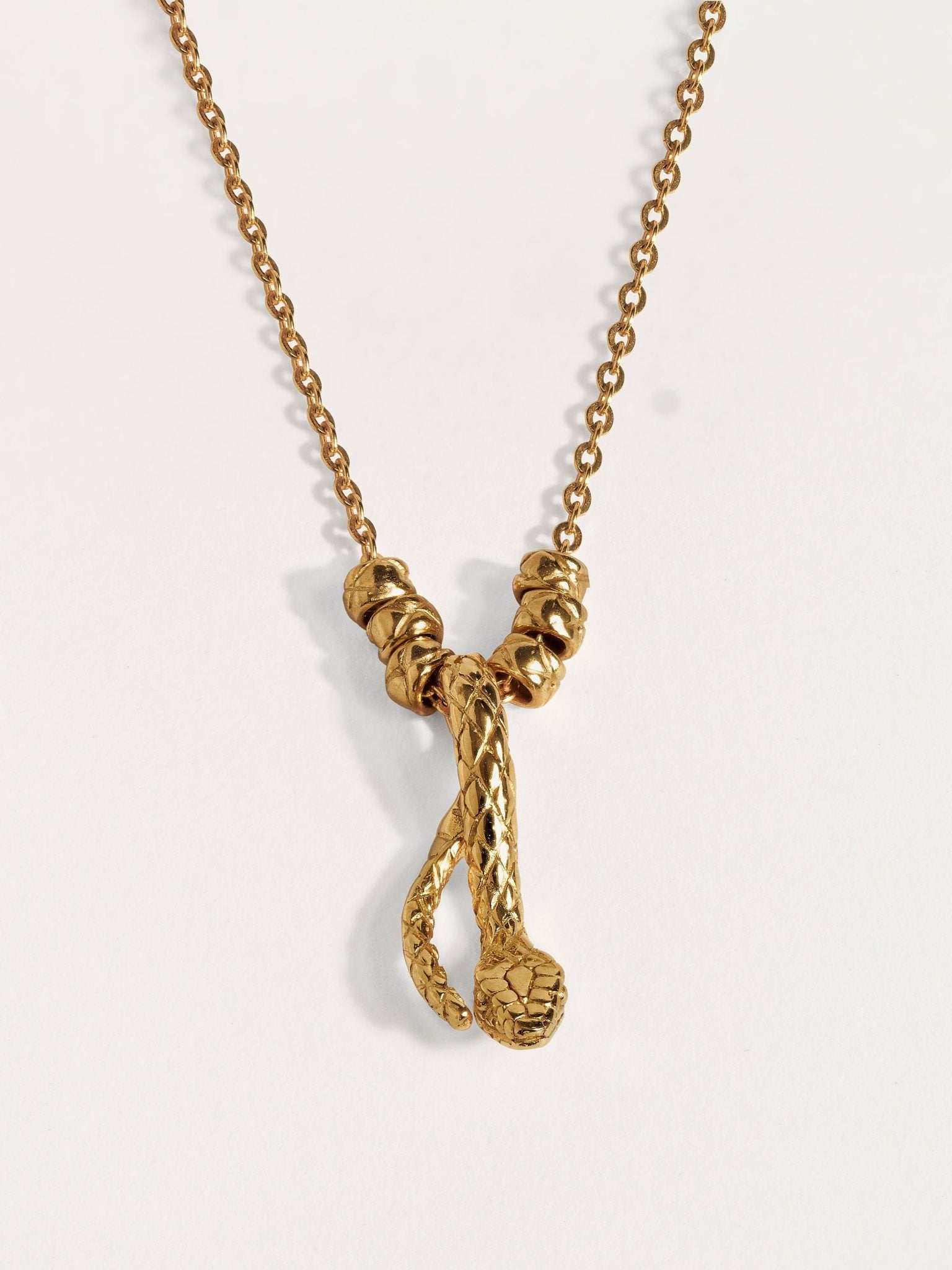 Danae Silver Chain Necklace - Unique Snake Pendant display picture 1