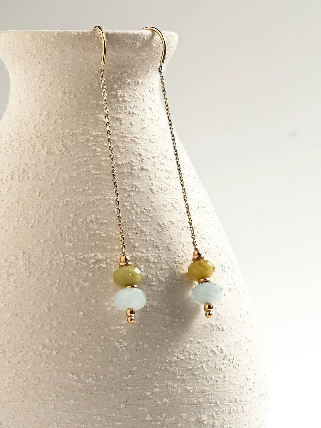 Elli Green Peridot and Aquamarine Chain Earrings - aquamarine earringsbirthstone earringsLunai Jewelry