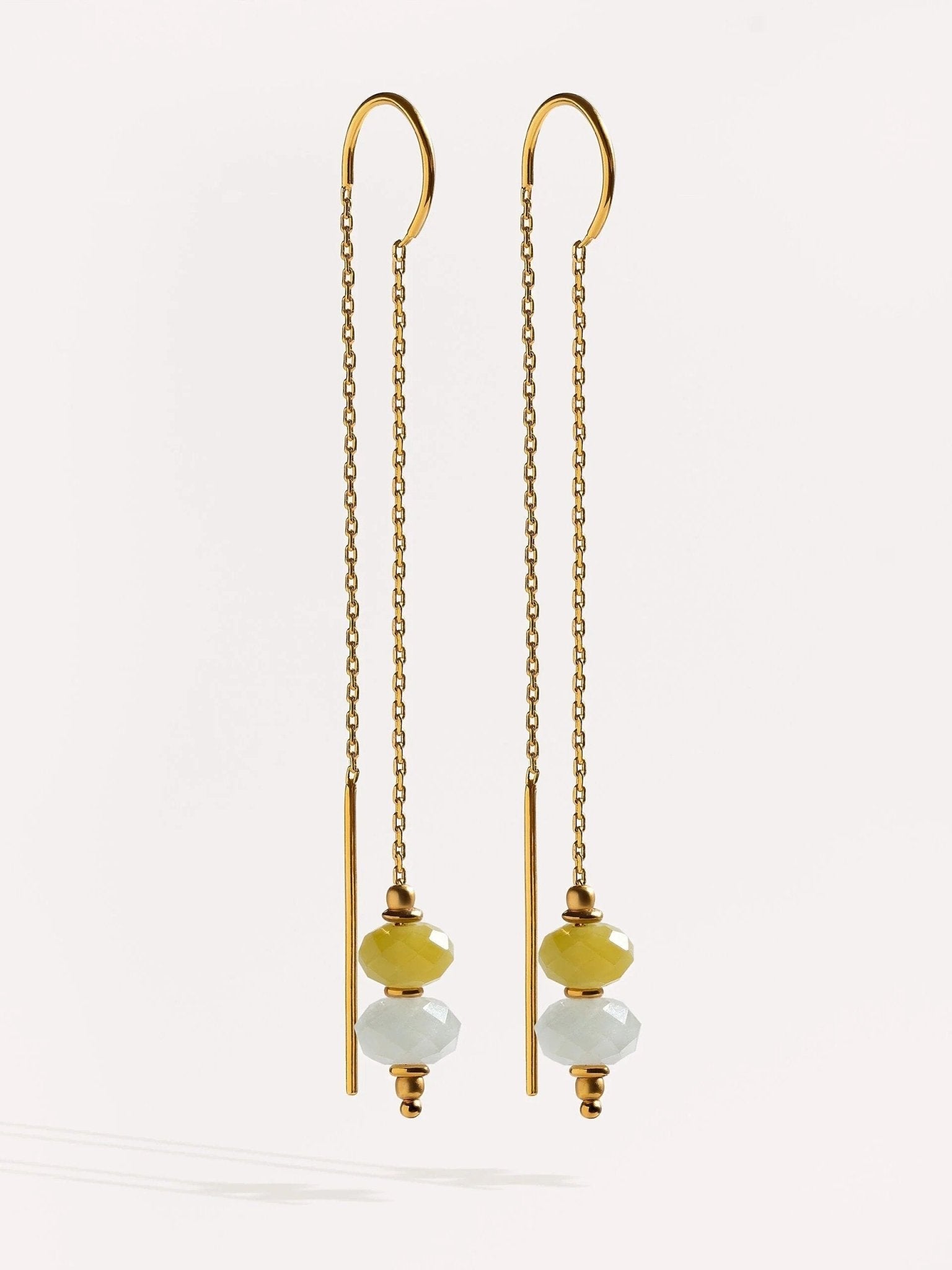 Elli Green Peridot and Aquamarine Chain Earrings - aquamarine earringsbirthstone earringsLunai Jewelry