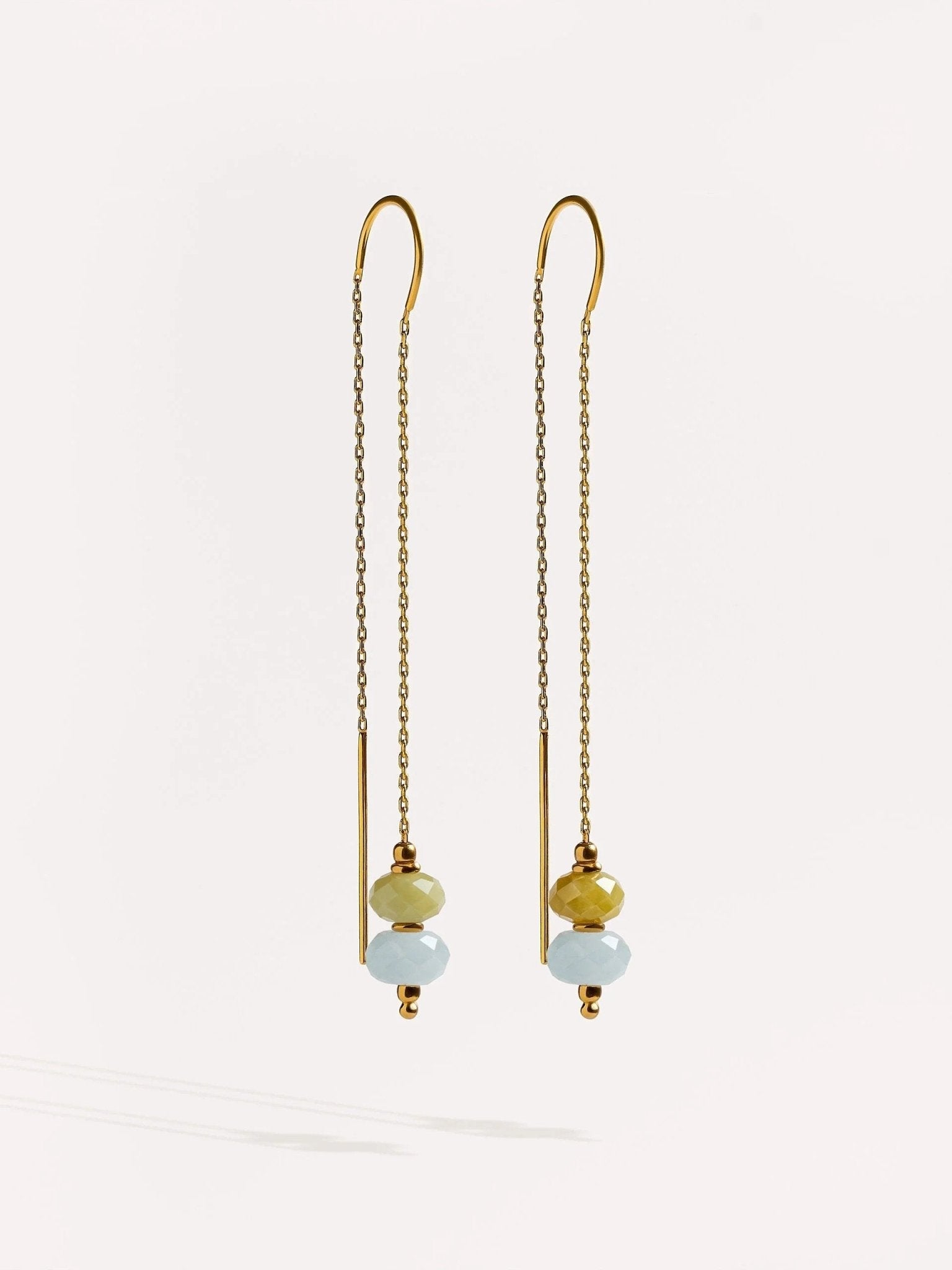 Elli Green Peridot and Aquamarine Chain Earrings - aquamarine earringsbirthstone earringsLunai Jewelry