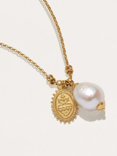 Flame Heart Baroque Pearl Necklace - 24K Gold PlatedAnniversary GiftBaroque Pearl NecklaceLunai Jewelry