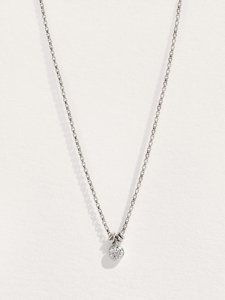 Floating Cubic Zirconia Pendant Necklace - 21.7St Silver ShinyBirthday GiftBridal ChokerLunai Jewelry