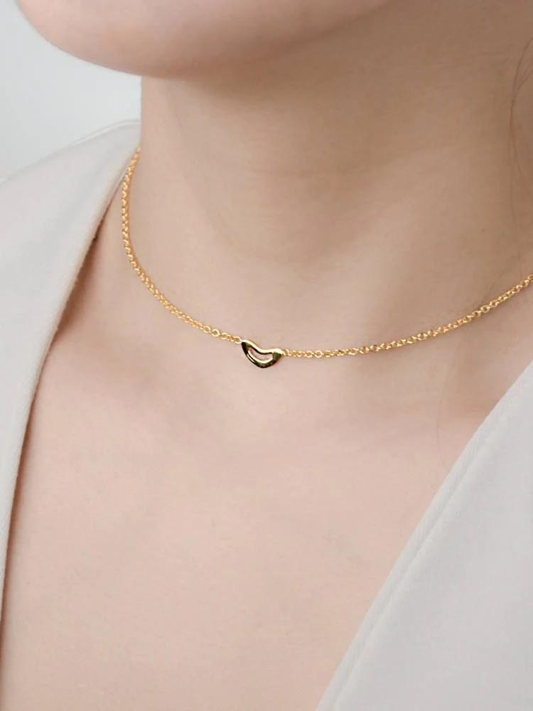 Heart Charm Choker Necklace - 24K Gold PlatedAdjustable NecklaceAnniversary GiftLunai Jewelry
