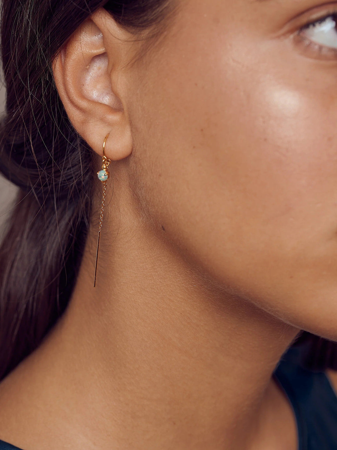 Ulfa Silver Droplet Ear Threader Earrings