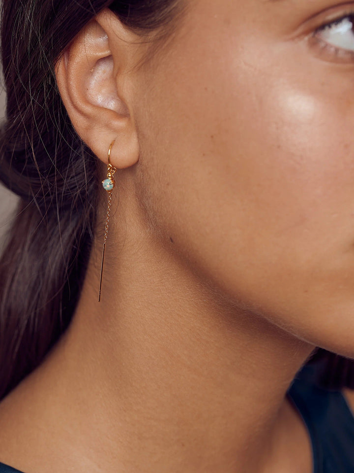 Ulfa Silver Droplet Ear Threader Earrings