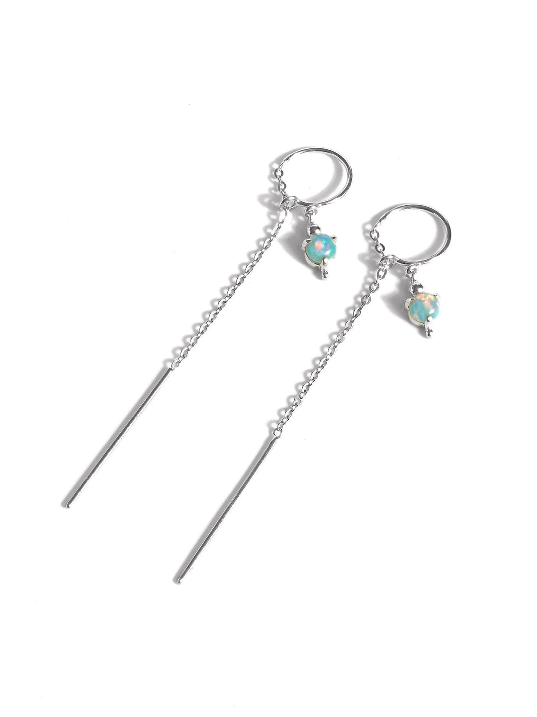 Ulfa Silver Droplet Ear Threader Earrings