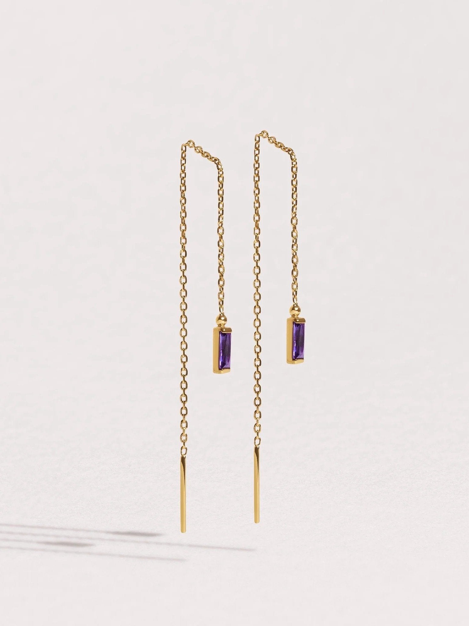 Jillian Threader Earrings - 24K Gold PlatedWhite ZirconBackUpItemsChain Drop EarringsLunai Jewelry