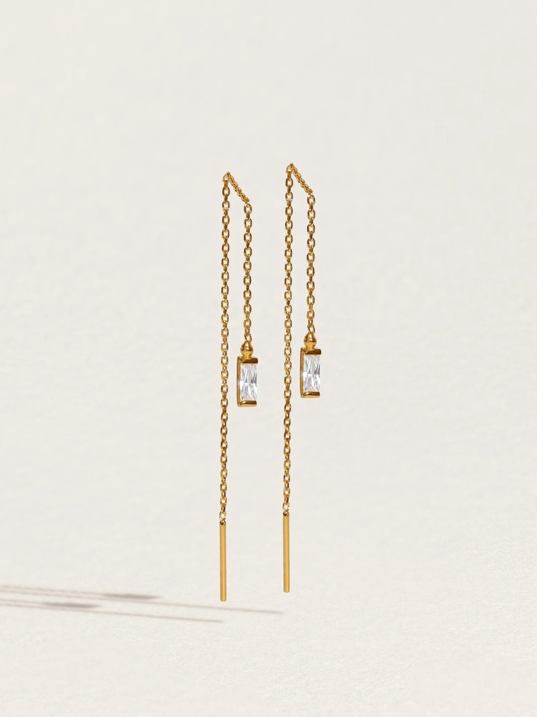 Jillian Threader Earrings - 24K Gold PlatedWhite ZirconBackUpItemsChain Drop EarringsLunai Jewelry