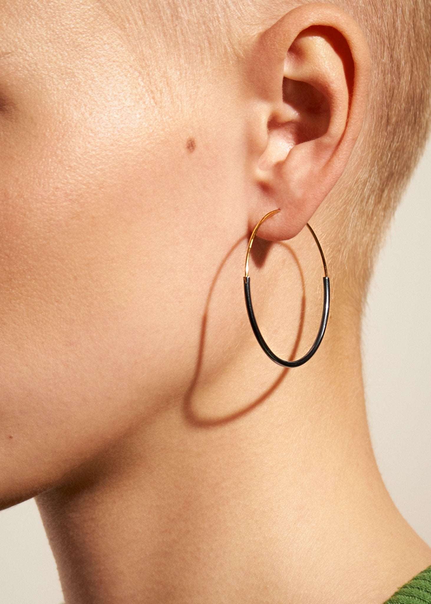 Large Kim hoop earring in 14K gold filled — bold and modern minimalist style.