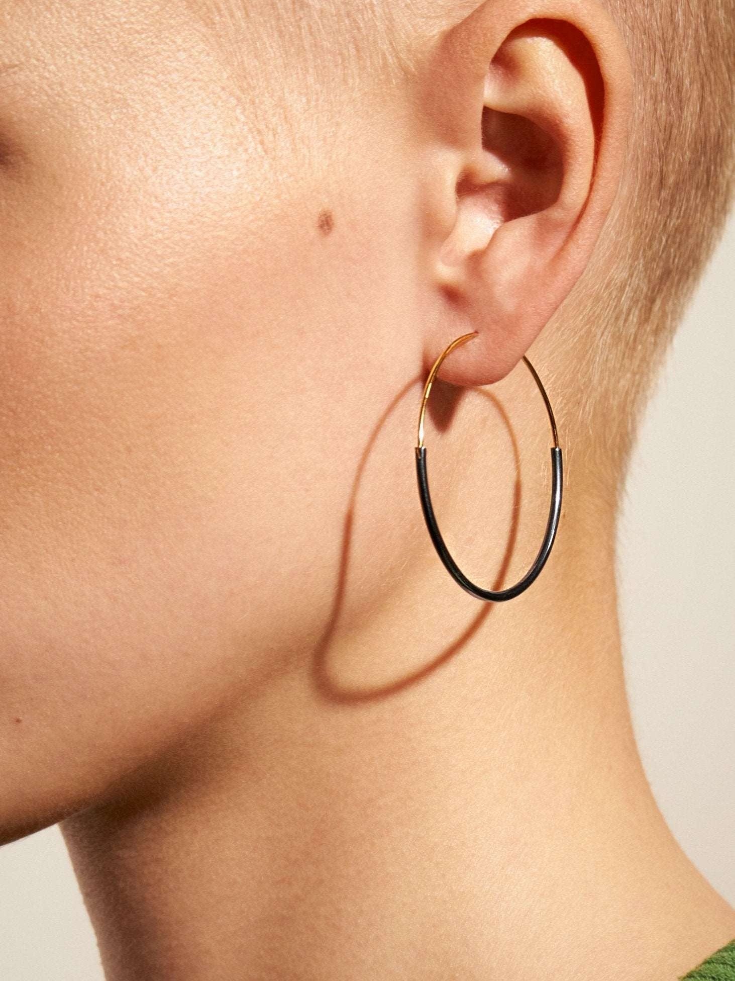 Large Kim hoop earring in 14K gold filled — bold and modern minimalist style.