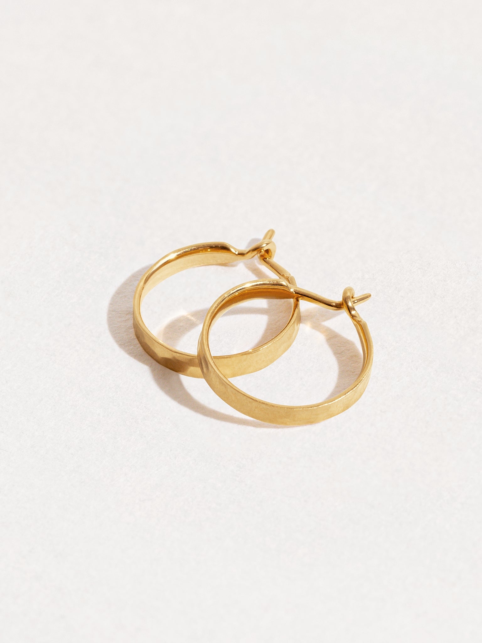 Medium hammered 24K gold matte hoop earrings – handmade and elegant design