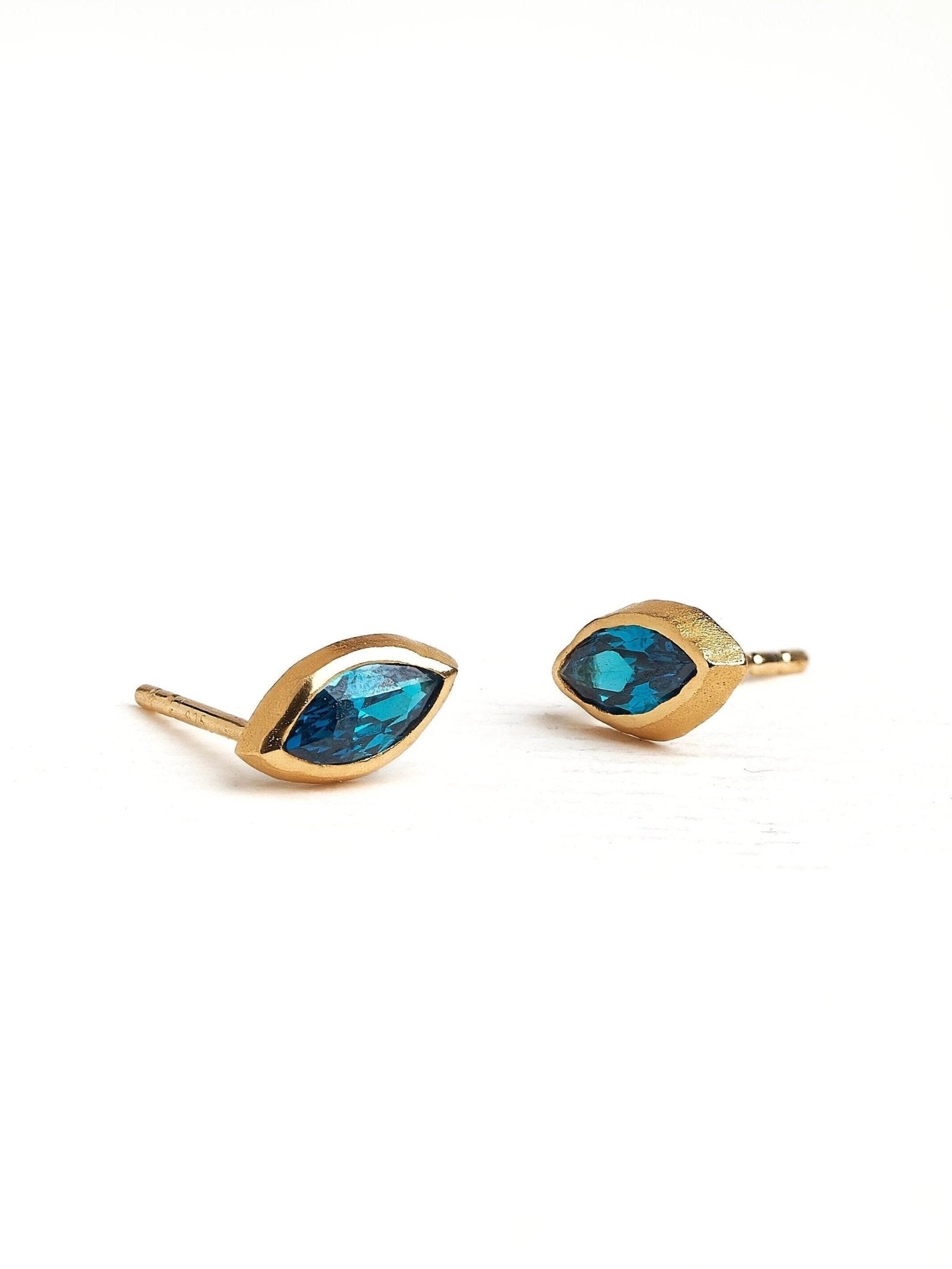 Leota Marquise Blue Topaz Gold Earrings - Blue Topaz Zirconbest selling itemsbirthstone earringsLunai Jewelry