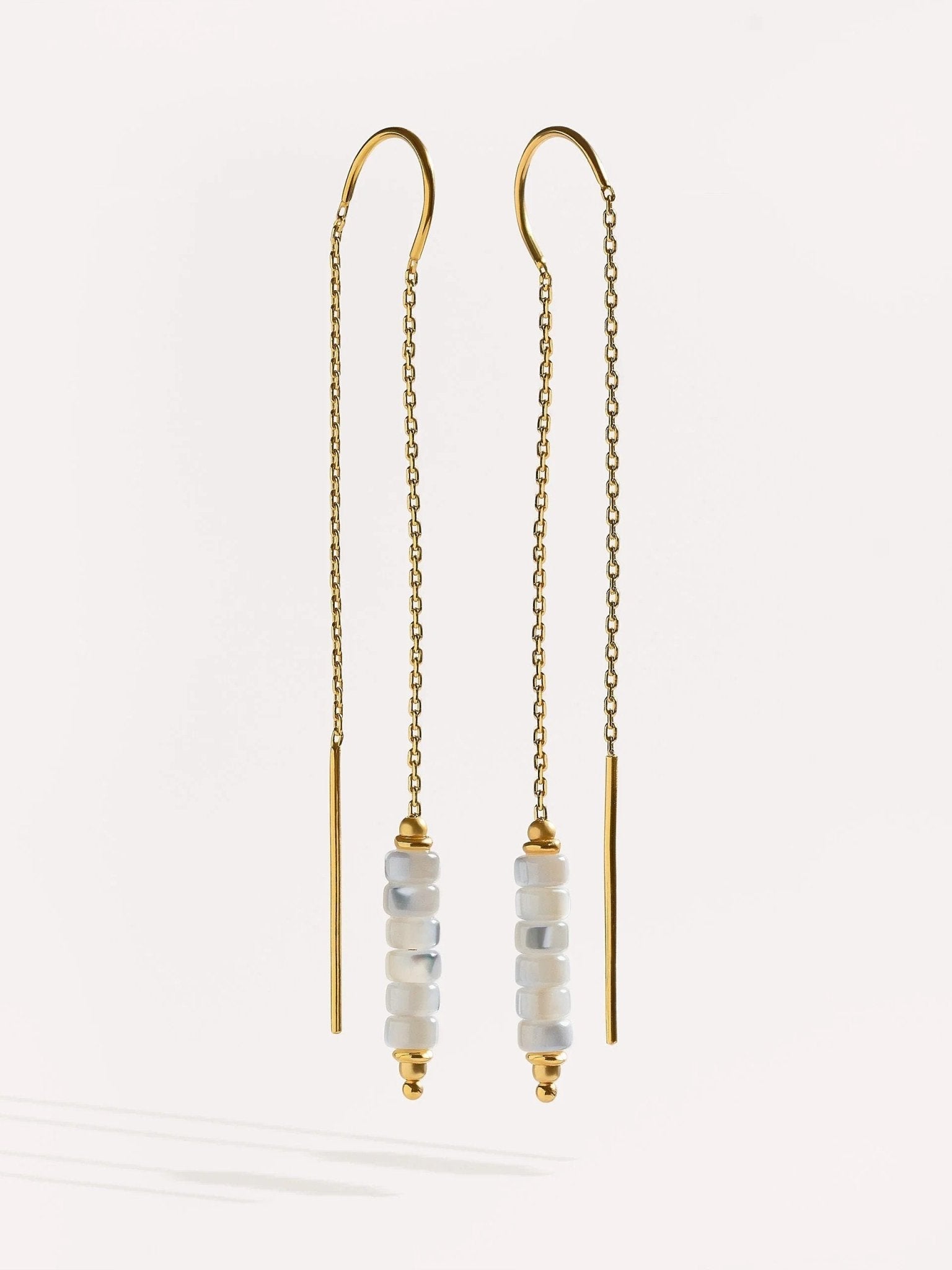 Lilly Mother of Pearl Shell Earrings - cartilage earringsChain earringsLunai Jewelry