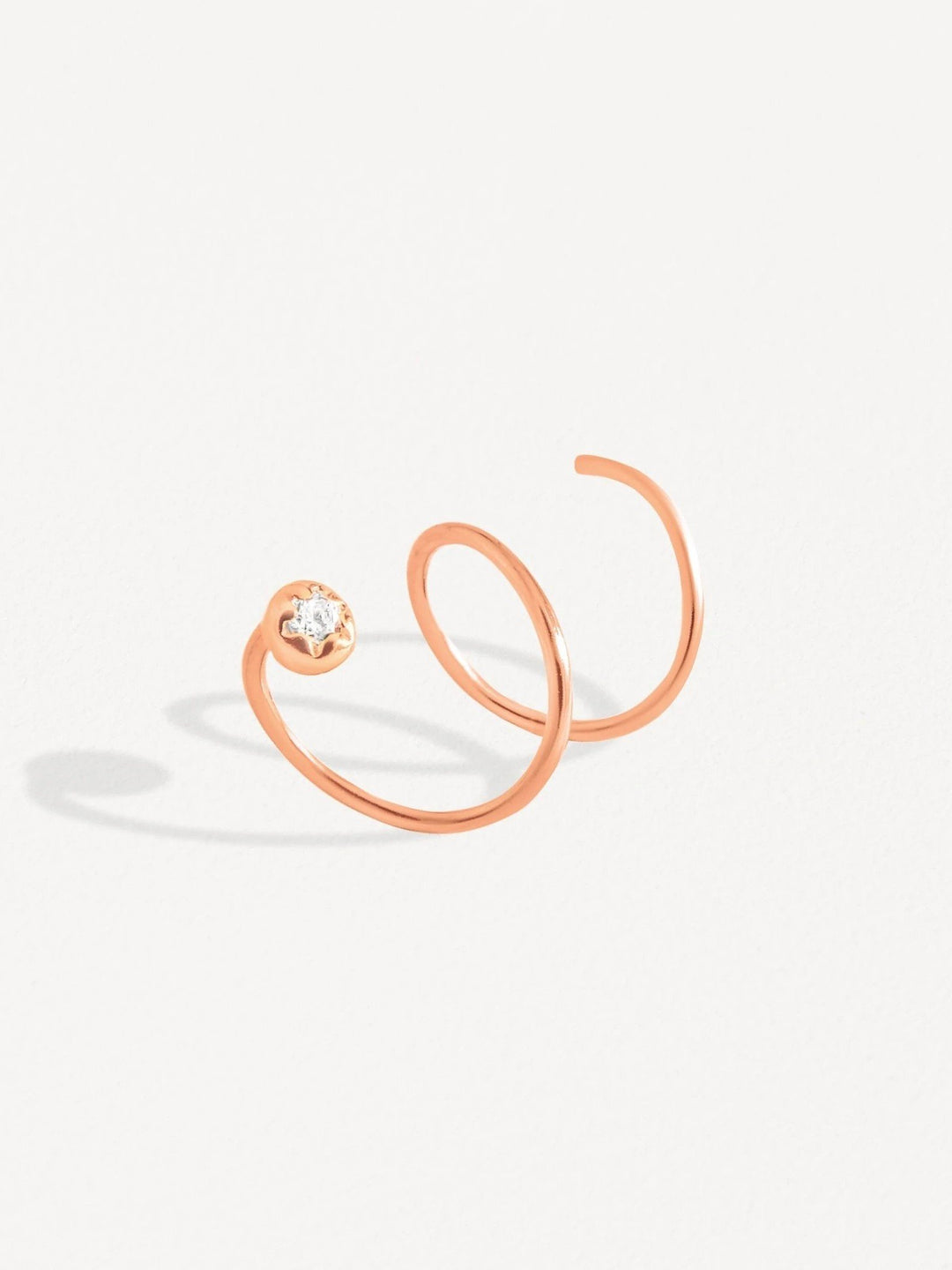 Liria Spiral Earrings - Pair18K Rose Gold Plated• Stone: 2mm White Zircon.BackUpItemsBirthstone EarringsLunai Jewelry