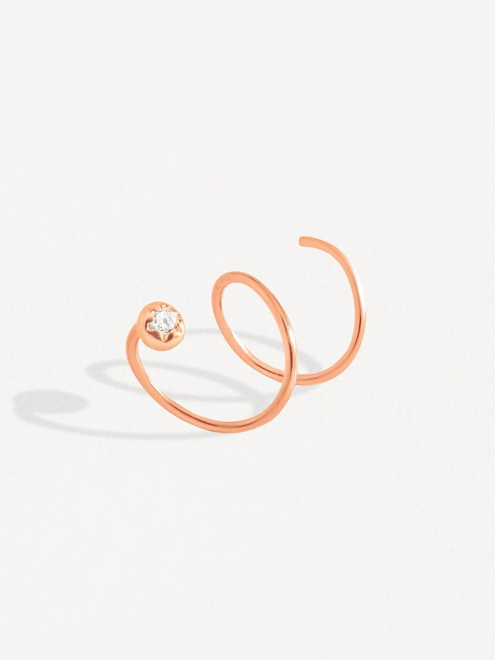 Liria Spiral Earrings - Pair18K Rose Gold Plated• Stone: 2mm White Zircon.BackUpItemsBirthstone EarringsLunai Jewelry