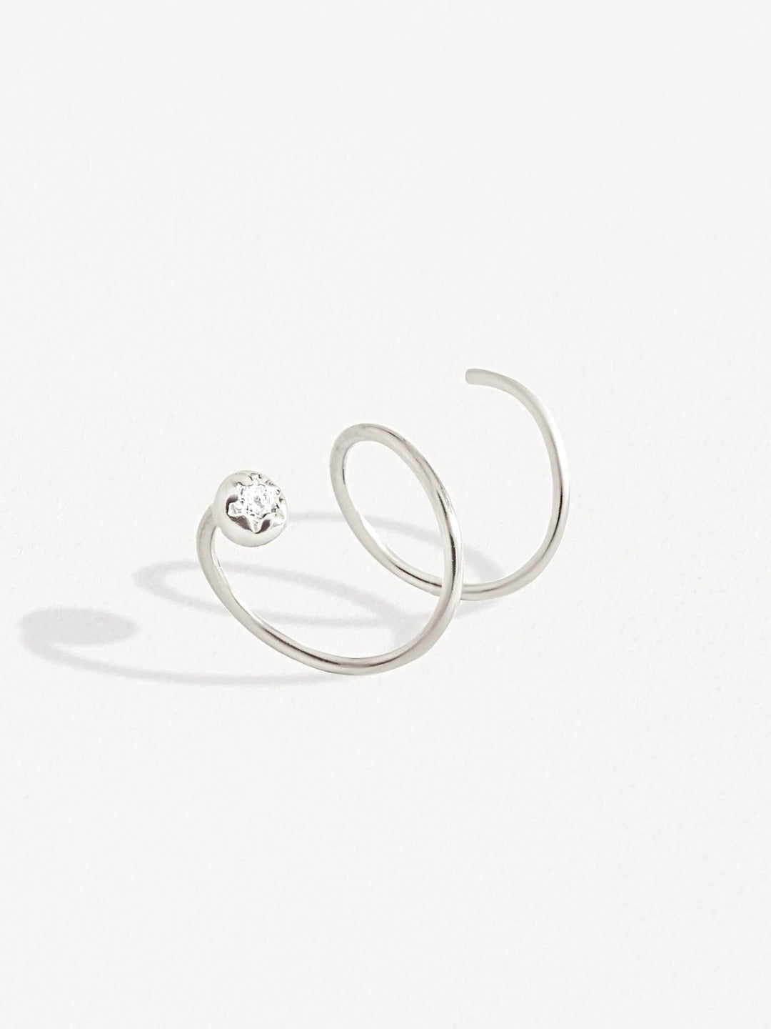 Liria Spiral Earrings - Pair925 Sterling Silver• Stone: 2mm White Zircon.BackUpItemsBirthstone EarringsLunai Jewelry