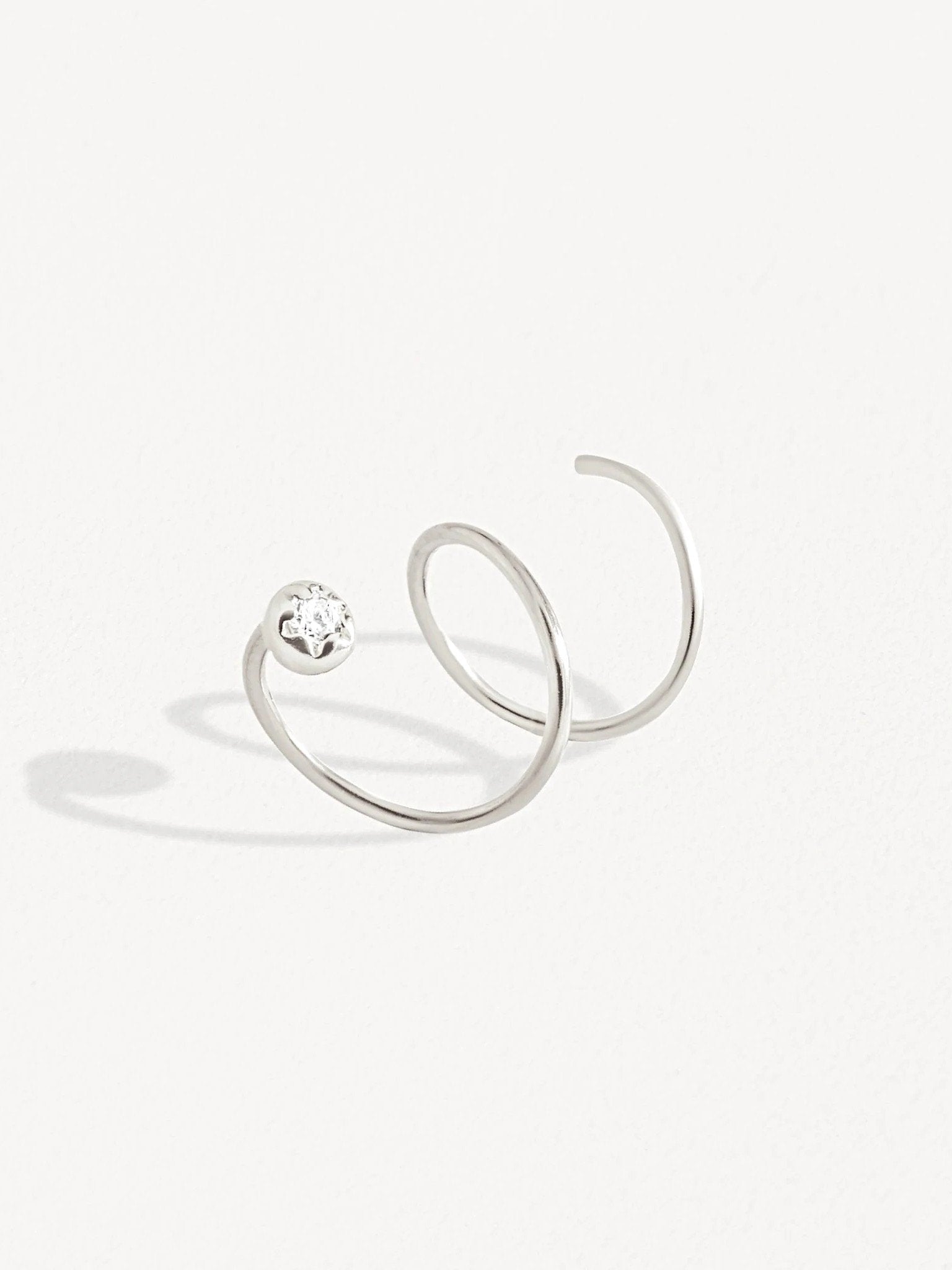 Liria Spiral Earrings - Pair925 Sterling Silver• Stone: 2mm White Zircon.BackUpItemsBirthstone EarringsLunai Jewelry