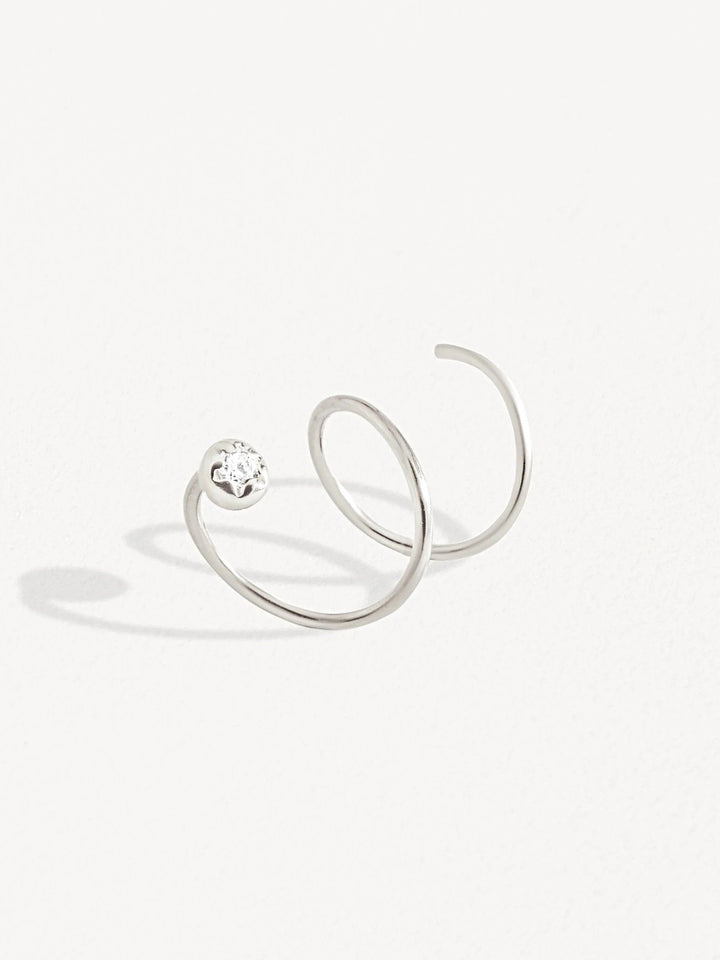 Liria Spiral Earrings - Pair925 Sterling Silver• Stone: 2mm White Zircon.BackUpItemsBirthstone EarringsLunai Jewelry