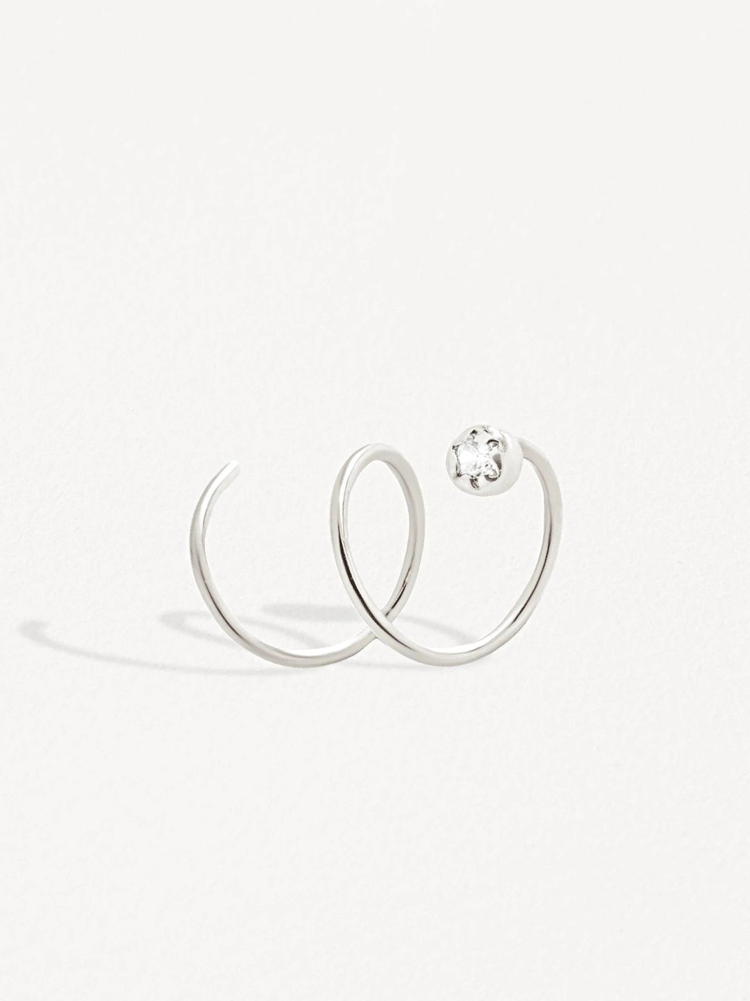 Liria Spiral Earrings - Pair925 Sterling Silver• Stone: 2mm White Zircon.BackUpItemsBirthstone EarringsLunai Jewelry