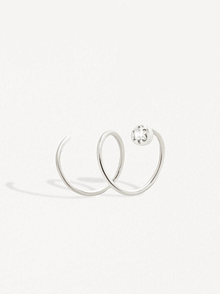 Liria Spiral Earrings - Pair925 Sterling Silver• Stone: 2mm White Zircon.BackUpItemsBirthstone EarringsLunai Jewelry