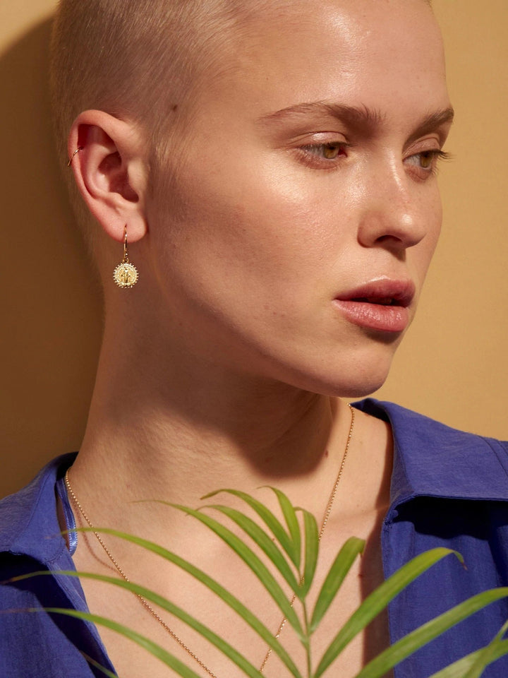 Maria Medallion Dangle Earrings - 24K Gold PlatedBackUpItemsCatholic JewelryLunai Jewelry